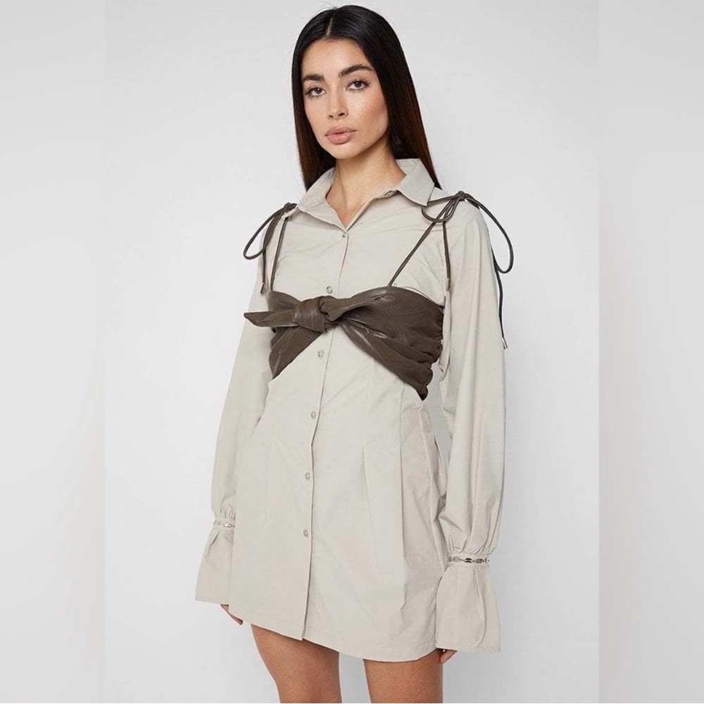 Manière de Voir Bralette Shirt Dress w/ Chain Cuff NWT